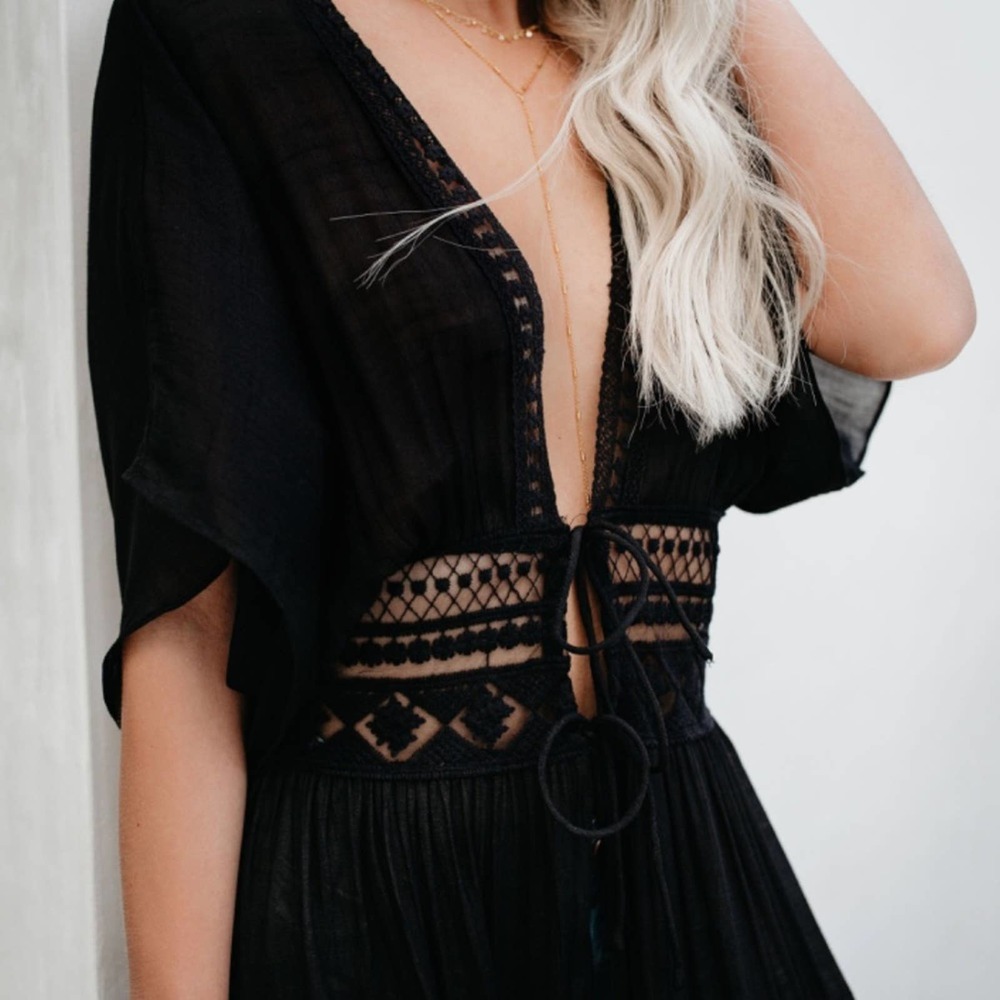 Sexy Lace Kimono Dress Swim Cover Up